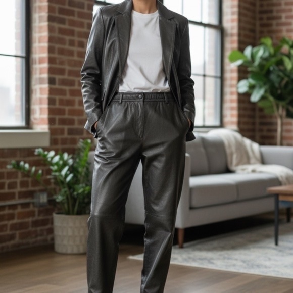 Tahari suit Blazer Silver/Metallic/Grey Set Single Breasted 3 Buttons 14P - Picture 4 of 13